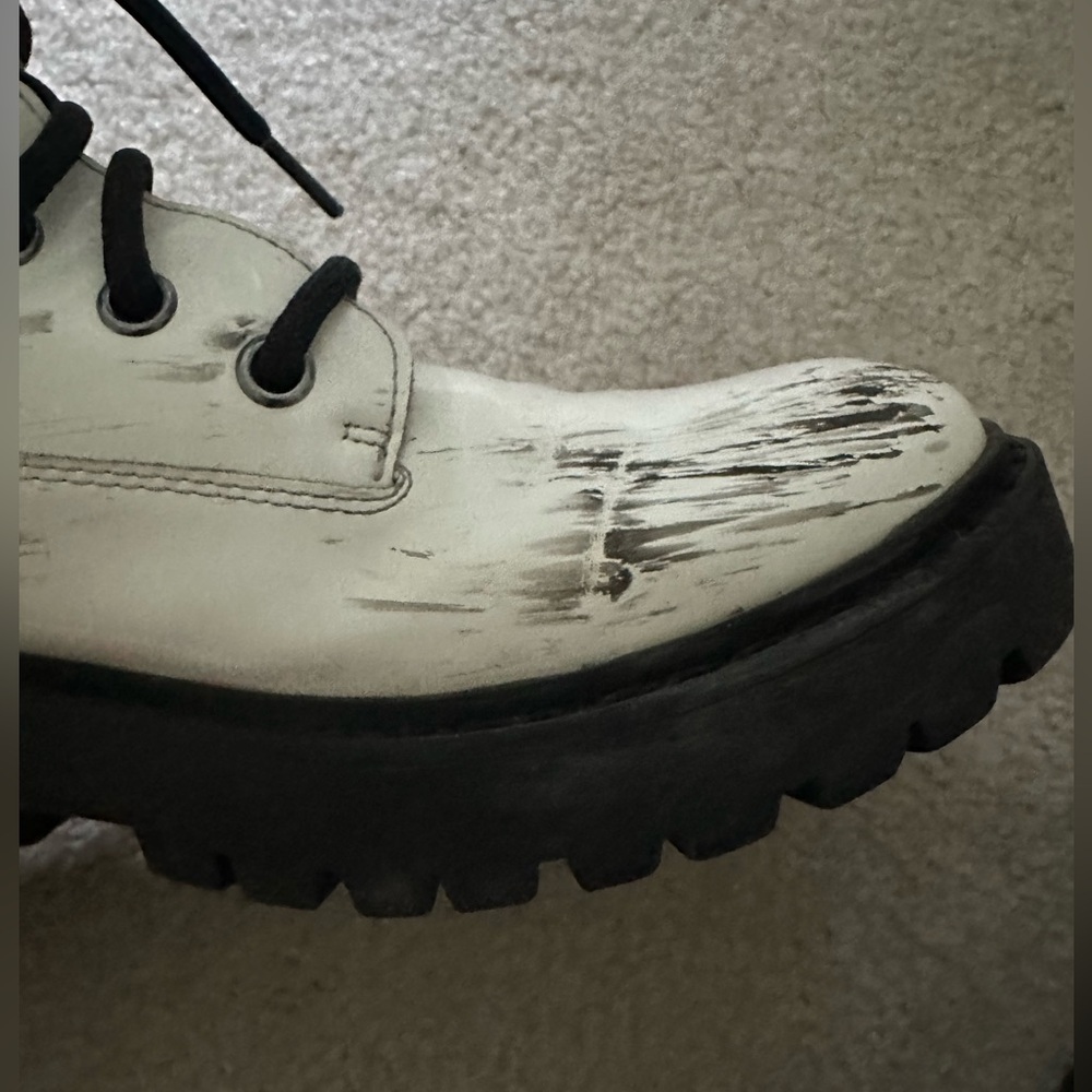 White Womens 6.5 Combat Platform Boots - Picture 3 of 6